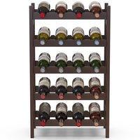 Cantinetta Portavino in Legno Bambù Noce con 20 Scomparti Bar Portabottiglie