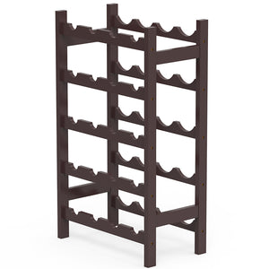 Cantinetta Portavino in Legno Bambù Noce con 20 Scomparti Bar Portabottiglie