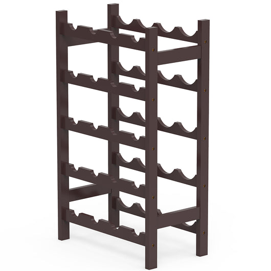 Cantinetta Portavino in Legno Bambù Noce con 20 Scomparti Bar Portabottiglie