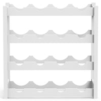 Cantinetta Portavino in Legno Bambù Bianco con 16 Scomparti Bar Portabottiglie