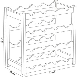 Cantinetta Portavino in Legno Bambù Noce con 16 Scomparti Bar Portabottiglie