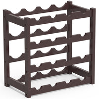 Cantinetta Portavino in Legno Bambù Noce con 16 Scomparti Bar Portabottiglie