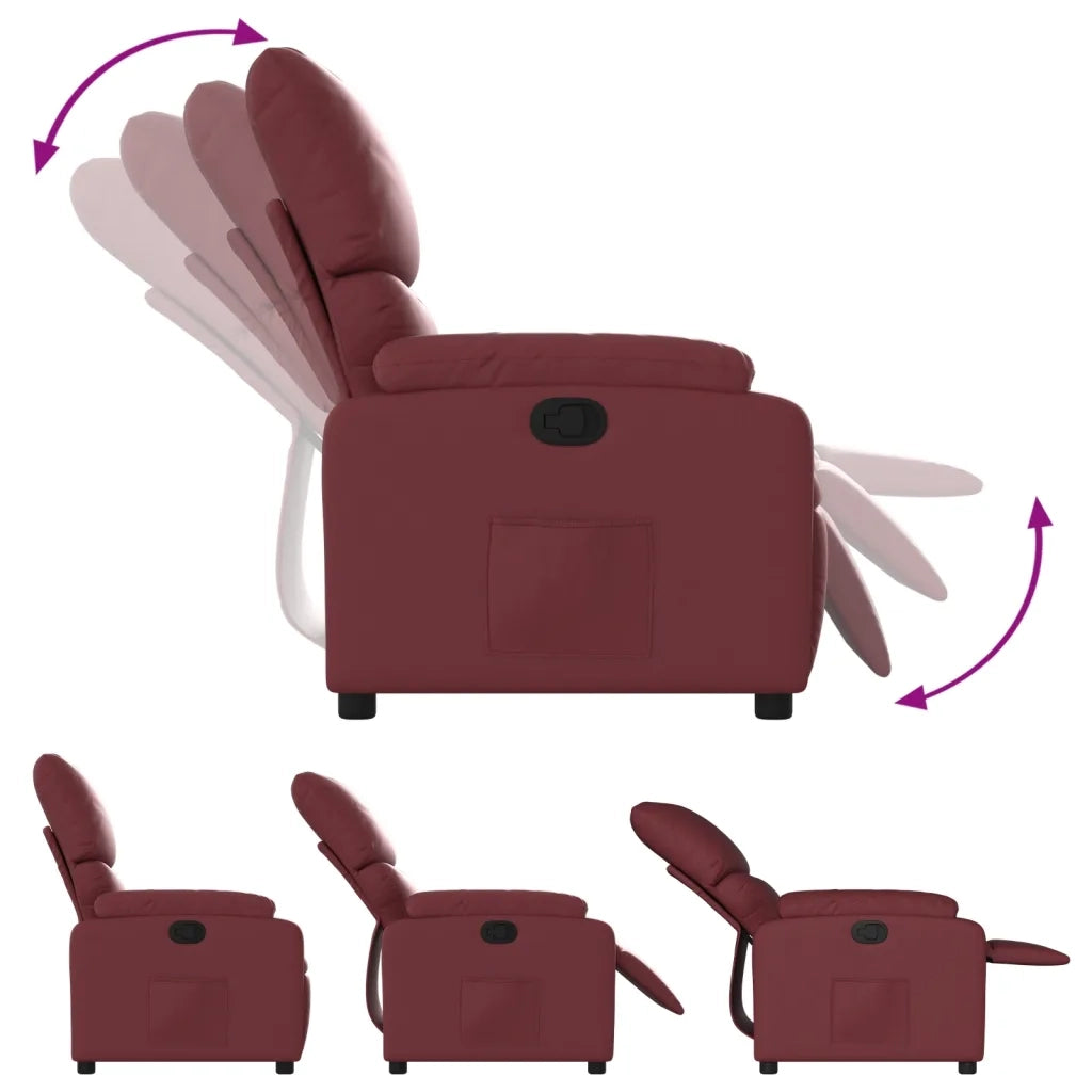 Divano Sedia-Poltrona Reclinabile Rosso Vino in Similpelle 651924
