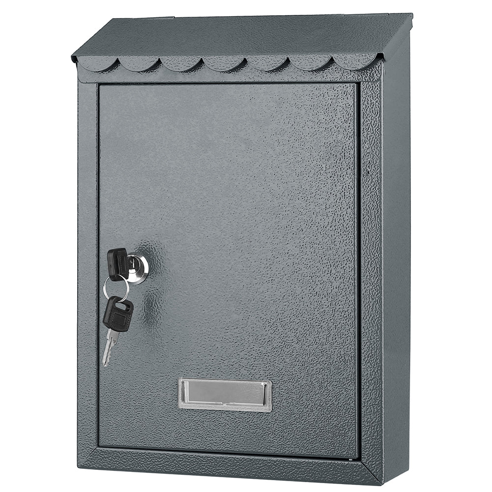 Cassetta Postale Parete in Acciaio Porta Lettere Posta Esterno con Chiave Grigio