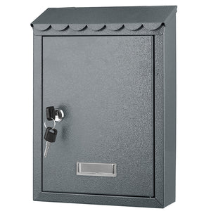 Cassetta Postale Parete in Acciaio Porta Lettere Posta Esterno con Chiave Grigio