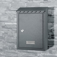 Cassetta Postale Parete in Acciaio Porta Lettere Posta Esterno con Chiave Grigio