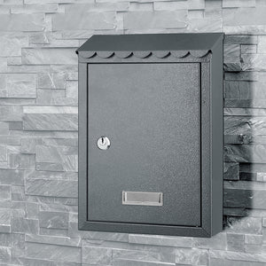 Cassetta Postale Parete in Acciaio Porta Lettere Posta Esterno con Chiave Grigio