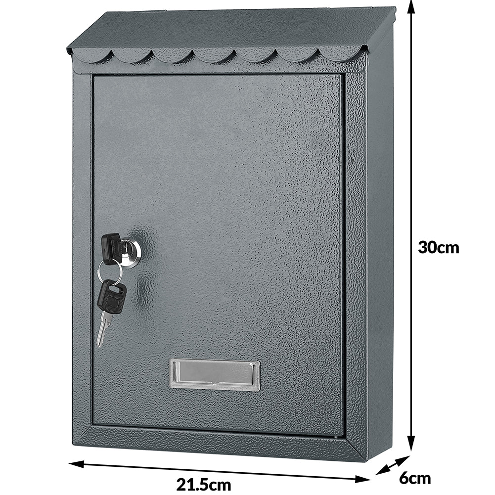 Cassetta Postale Parete in Acciaio Porta Lettere Posta Esterno con Chiave Grigio