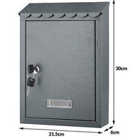 Cassetta Postale Parete in Acciaio Porta Lettere Posta Esterno con Chiave Grigio