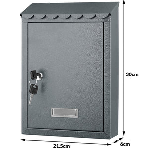 Cassetta Postale Parete in Acciaio Porta Lettere Posta Esterno con Chiave Grigio