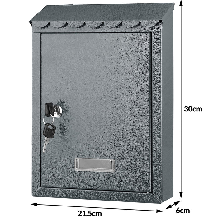 Cassetta Postale Parete in Acciaio Porta Lettere Posta Esterno con Chiave Grigio