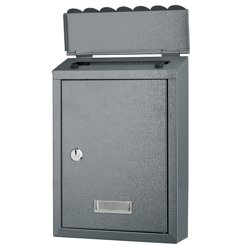 Cassetta Postale Parete in Acciaio Porta Lettere Posta Esterno con Chiave Grigio