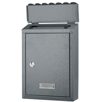 Cassetta Postale Parete in Acciaio Porta Lettere Posta Esterno con Chiave Grigio