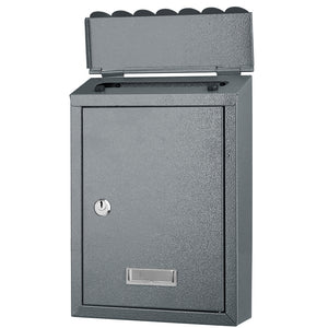 Cassetta Postale Parete in Acciaio Porta Lettere Posta Esterno con Chiave Grigio