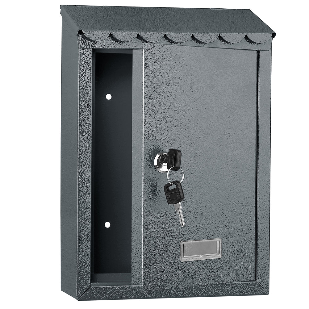 Cassetta Postale Parete in Acciaio Porta Lettere Posta Esterno con Chiave Grigio