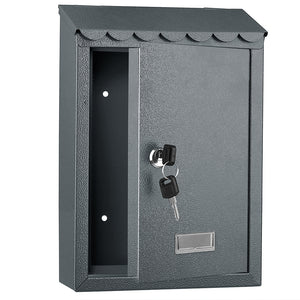 Cassetta Postale Parete in Acciaio Porta Lettere Posta Esterno con Chiave Grigio