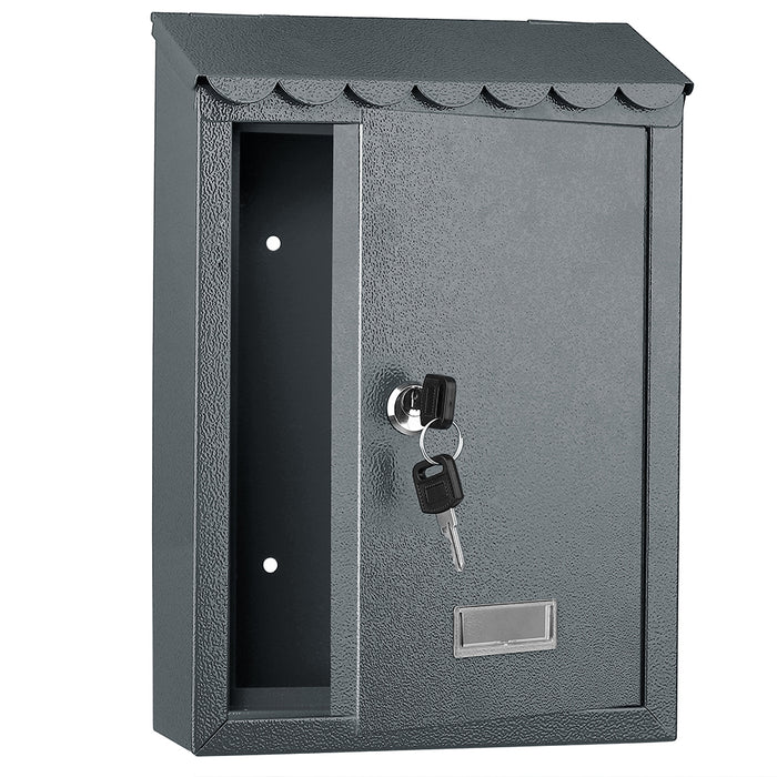 Cassetta Postale Parete in Acciaio Porta Lettere Posta Esterno con Chiave Grigio