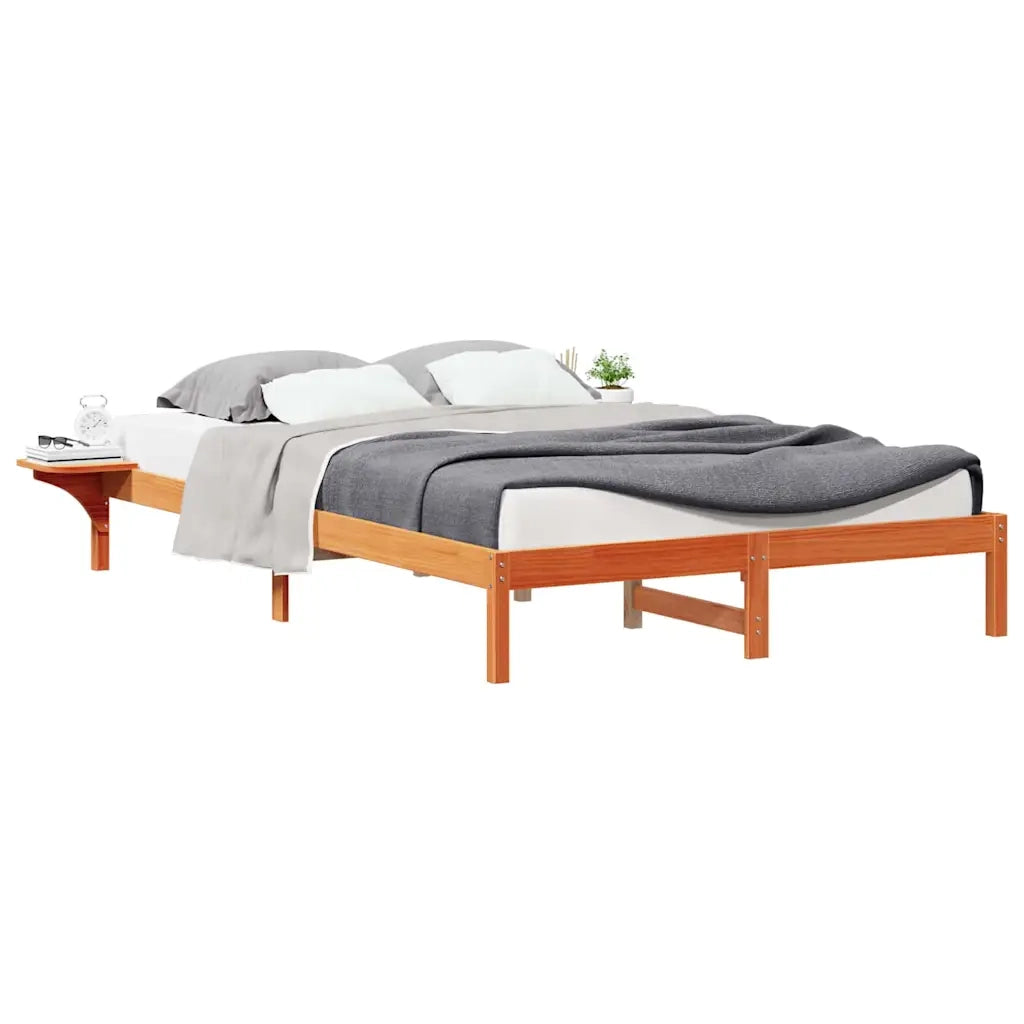 Letto con Tavolini Laterali Marrone cerato 160 x 210 cm