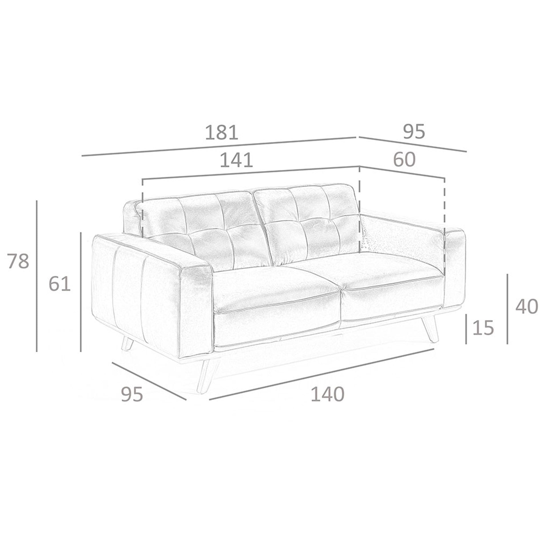 Divano Chester a 2 posti in pelle sabbia