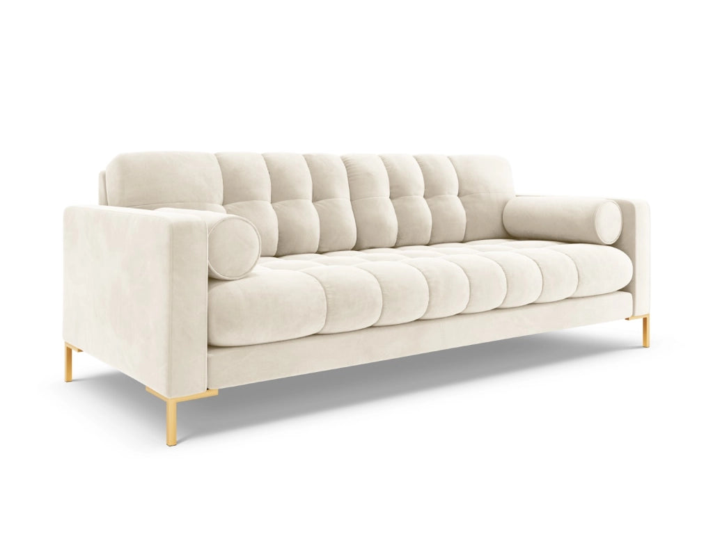 Cosmopolitan Design - Divano "Bali" 4 posti in velluto beige chiaro 