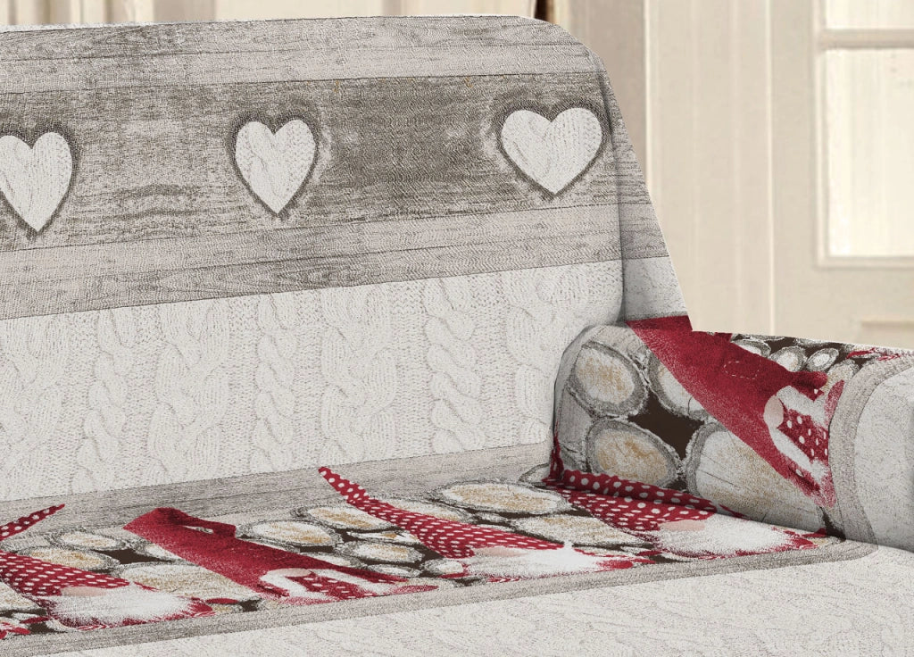 Telo Arredo Linea Pensieri Delicati In 100% Cotone Disegno Gnomi Colore Rosso - Matrimoniale - Rosso