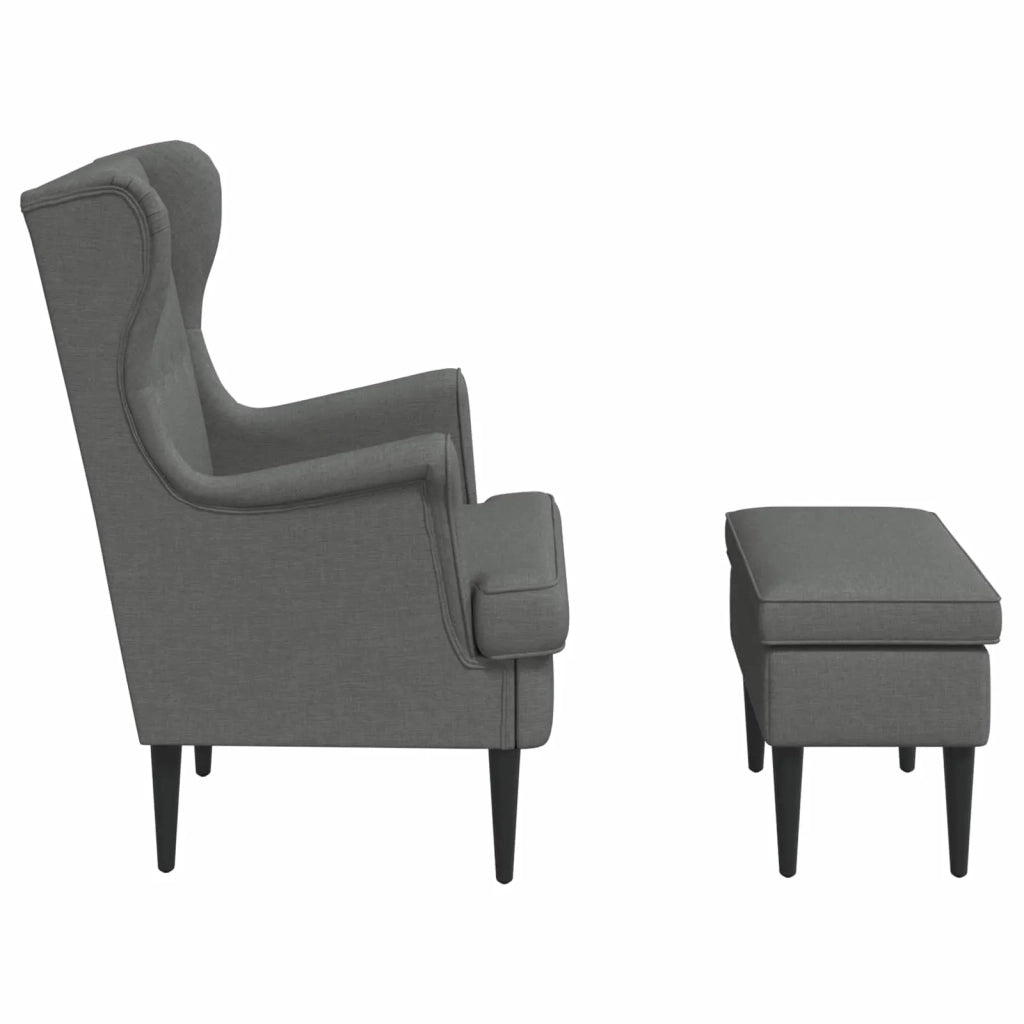 Poltrona con Ottomano 2 pz Grigio Scuro Tessuto 3418832