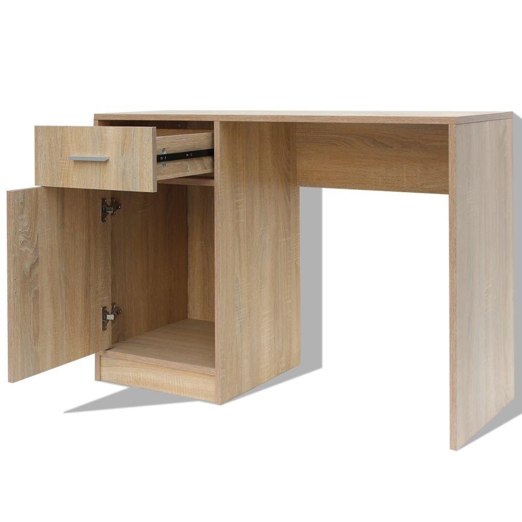 Scrivania da ufficio mobiletto porta computer con cassetto e armadietto 100 cm rovere 0502110