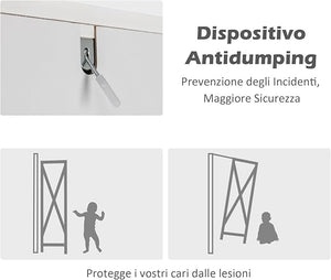 Mobile da Bagno Alto con 2 Ante, Armadio da Terra con 5 Vani, Mobile Colonna per Bagno Cucina Soggiorno, 37 x 37 x 160 cm (Bianco)