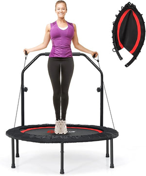 Mini Trampolino Pieghevole 101cm, Trampolino Fitness per Adulti e Bambini,con Maniglia Altezza Regolabile, Capacità di Carico 150 kg