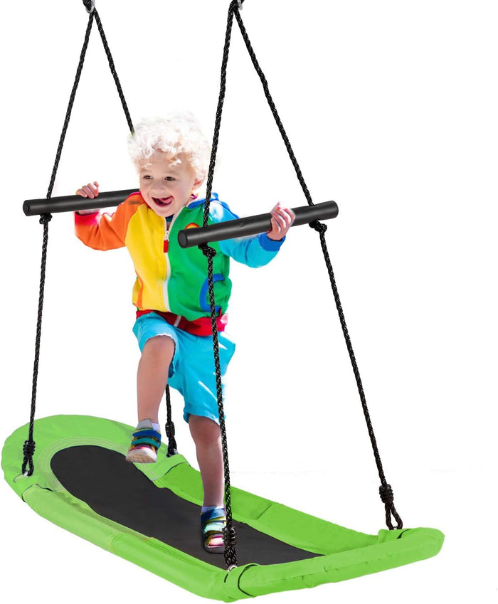 Altalena da Giardino Per Bambini, Altalena Ovale da Albero, con Maniglie, per Esterno, Portata Max. 150 kg (Verde)