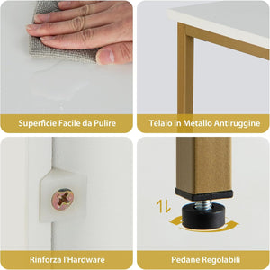 Credenza Buffet, Credenza a 3 Livelli in Legno con Mensola Aperta, 3 Scomparti, Mobile da Cucina con Telaio in Acciaio, per Sala da pranzo, Soggiorno, Cucina (Bianco)