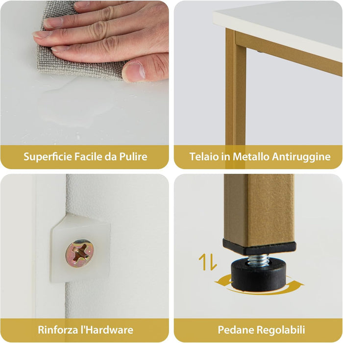 Credenza Buffet, Credenza a 3 Livelli in Legno con Mensola Aperta, 3 Scomparti, Mobile da Cucina con Telaio in Acciaio, per Sala da pranzo, Soggiorno, Cucina (Bianco)