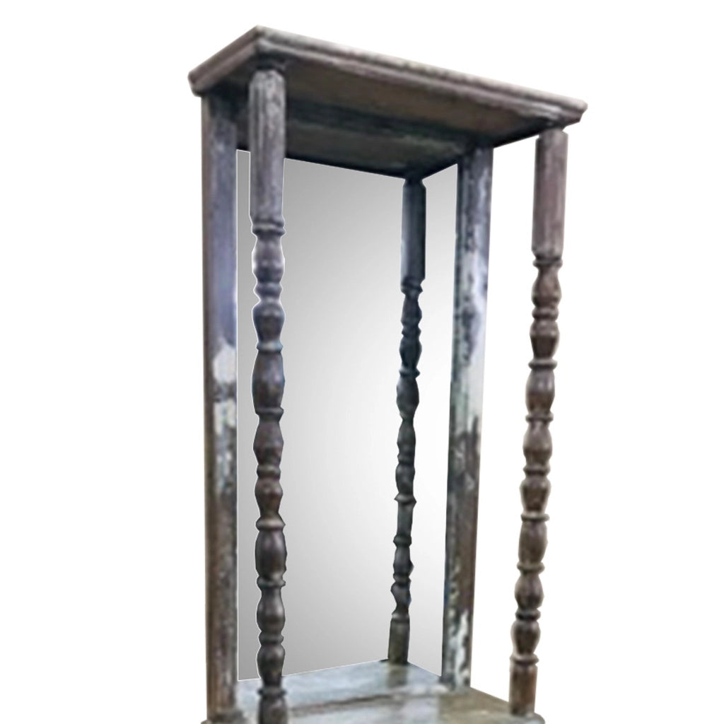 Mobile da ingresso con specchio in legno marrone 59x27x192h