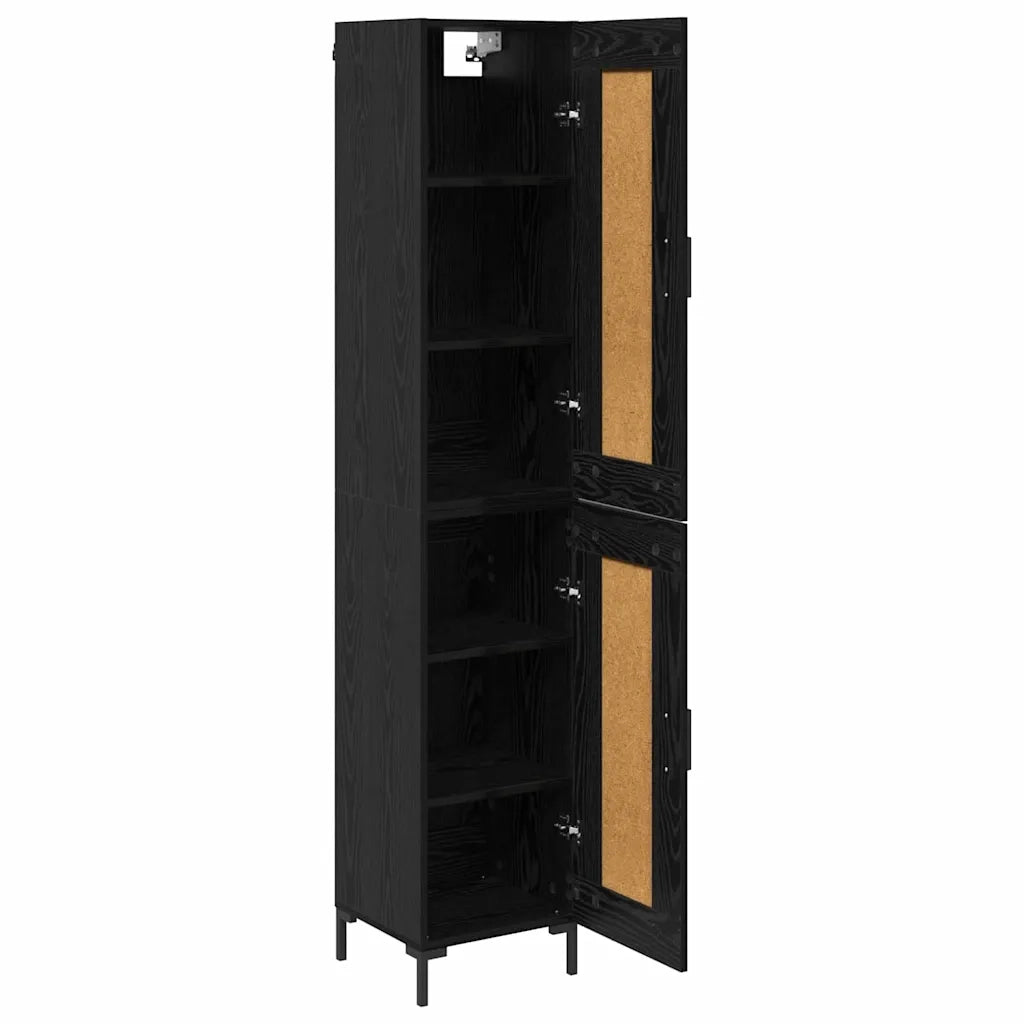 Credenza Rovere Nero 34,5 x 34 x 180 cm Legno multistrato