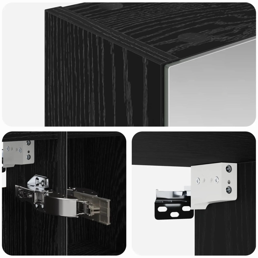 Mobiletto per specchio da bagno Rovere Nero 80 x 14.5 x 70 cm
