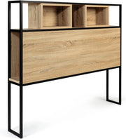 Testiera 145 cm design industriale legno e metallo nero DETROIT