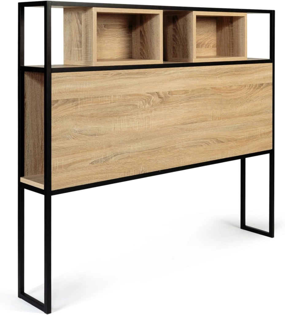 Testiera 145 cm design industriale legno e metallo nero DETROIT