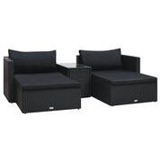 Mobili da giardino mobili da esterno Set di mobili da 5 pezzi con cuscini in resina intrecciata nera 02_0016474