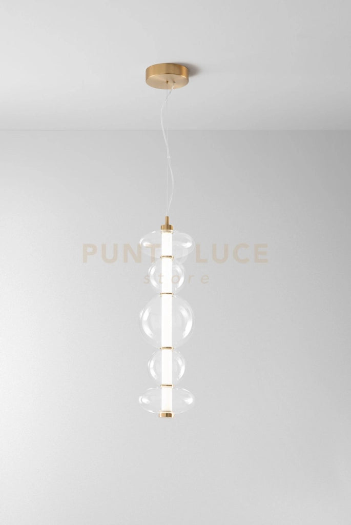 Sospensione in metallo e vetro trasparente  e oro spazzolatoBubbles LED 38W 3000K CRI?80 220-240V 50/60Hz 3040Lm