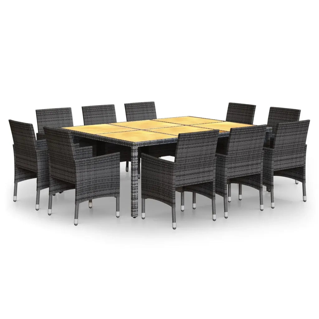 Set Pranzo da Giardino 11pz in Polyrattan Grigio 3058567