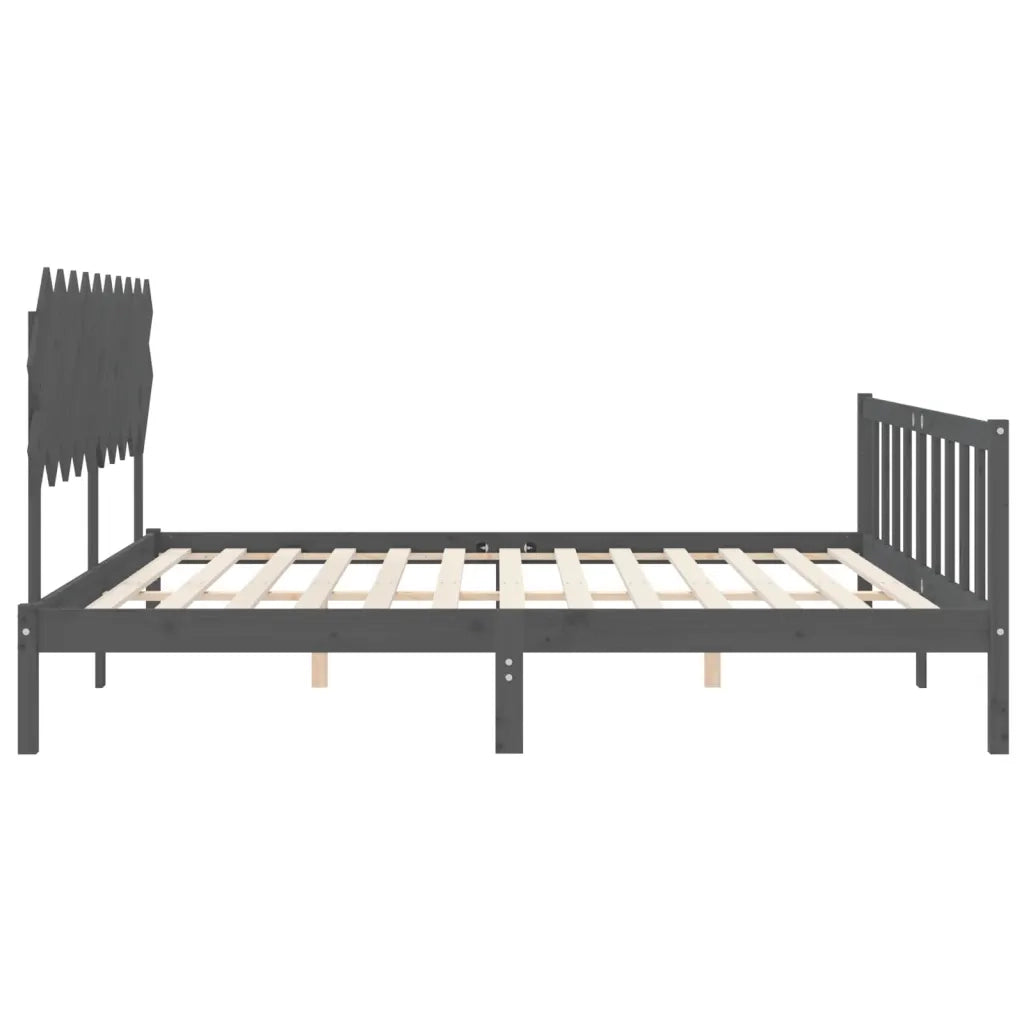 Giroletto con Testiera Grigio 200x200 cm in Legno Massello 3193488