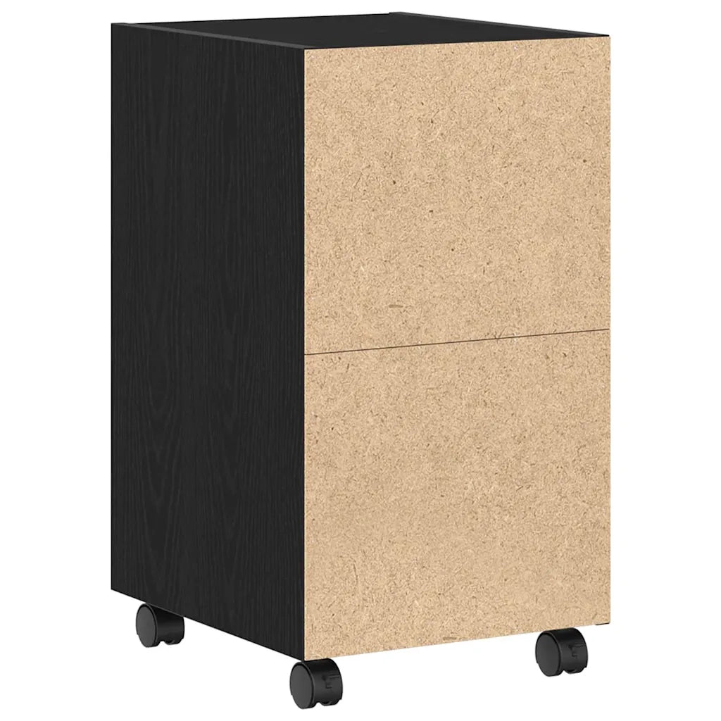 Armadio Laterale Su Ruote con ruota Rovere Nero 33 x 38 x 60 cm 862632
