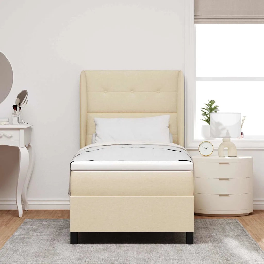 Letto a molle con materasso Crema 80 x 200 cm Tessuto 3340534