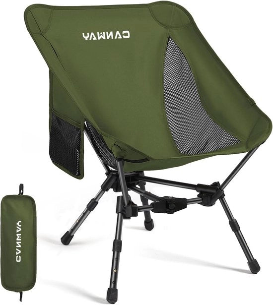 Campingstraol opvougbile - sedia da campeggio leggera con capacità di carico 180 kg e misura di pacco ridotta - sedia da spiaggia verde scuro con seduta bassa