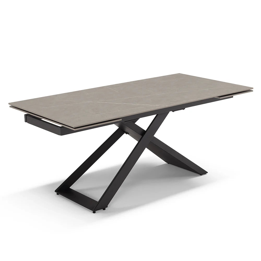 Tavolo allungabile da pranzo Pietra Grigia 180x90 HIDRA fino a 260 CM per sala da pranzo, cucina e soggiorno, design moderno con top in grès ceramico