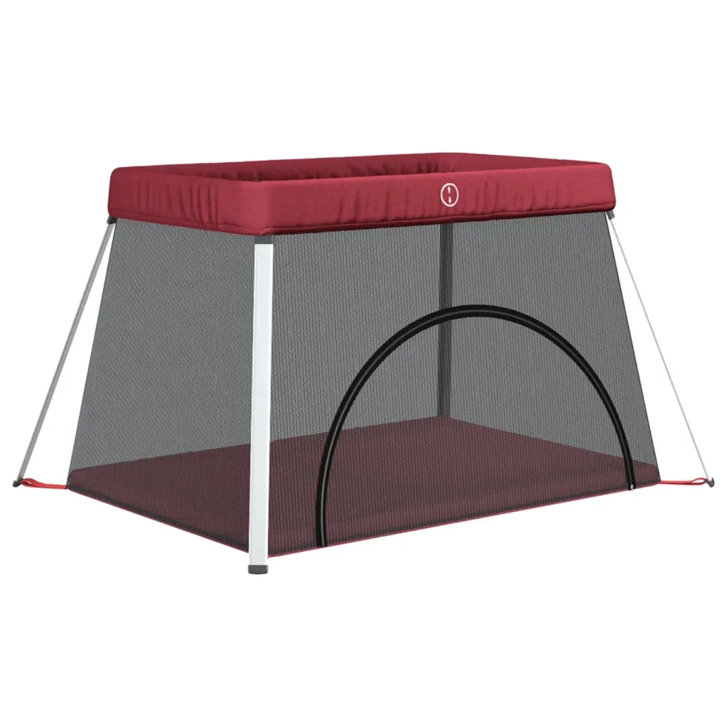 Box per Bambini con Materasso Rosso Tessuto di Lino CFW2698533