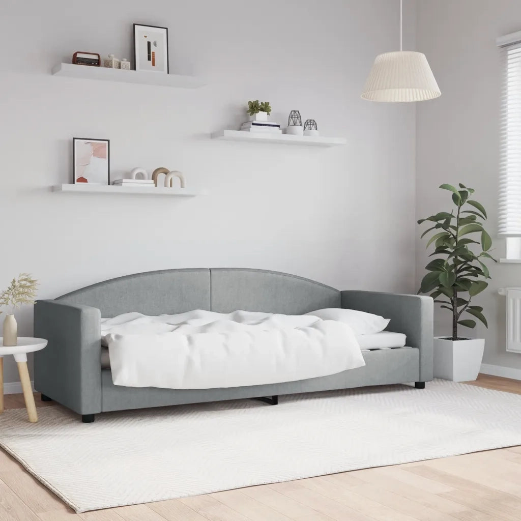 Letto singolo | Letto per adulti | Letto da Giorno Grigio Chiaro 80x200 cm in Tessuto