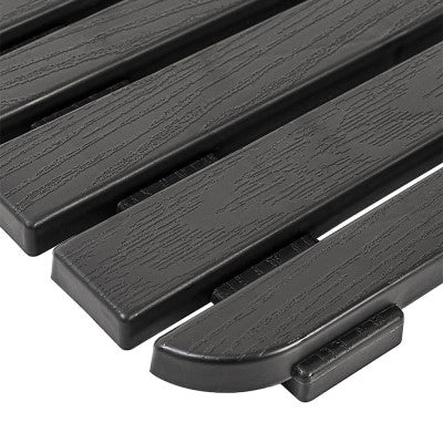 Pedana doccia antiscivolo 80x50 cm nero con effetto legno in plastica