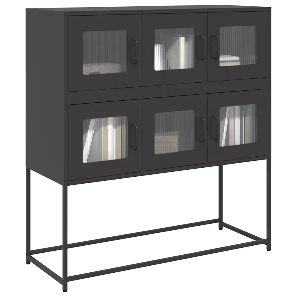 Credenza Nera 100,5x39x107 cm in Acciaio Laminato a Freddo 853422