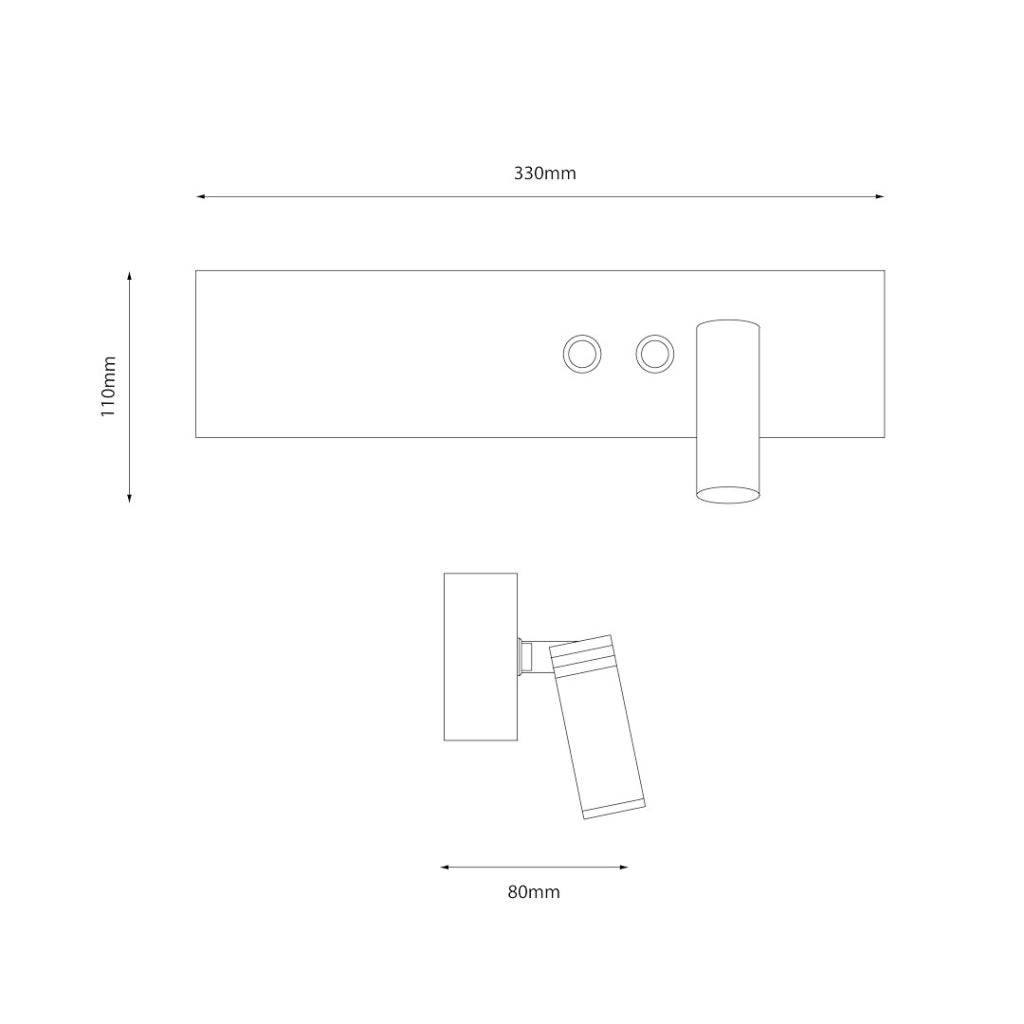 Applique lettura moderna nera destra LED 10+3W 4000K